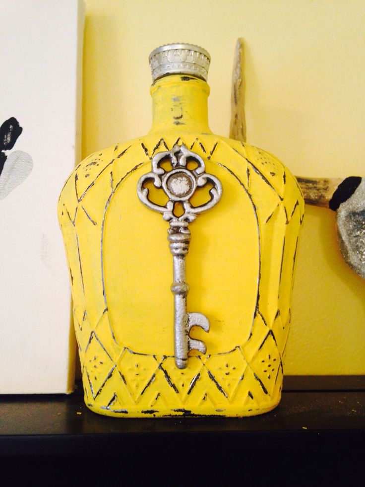 DIY painted and distressed crown royal bottle