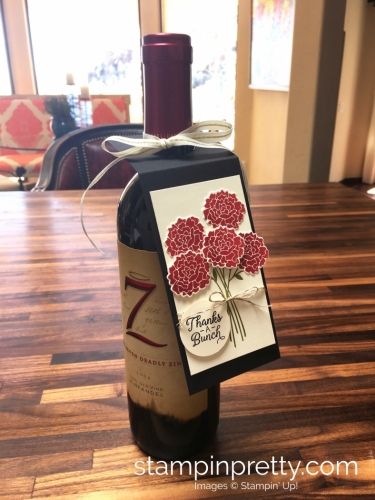 Stampin Up Beautiful Bouquet Bunch Thank You Wine Tag Idea - Mary Fish StampinUp