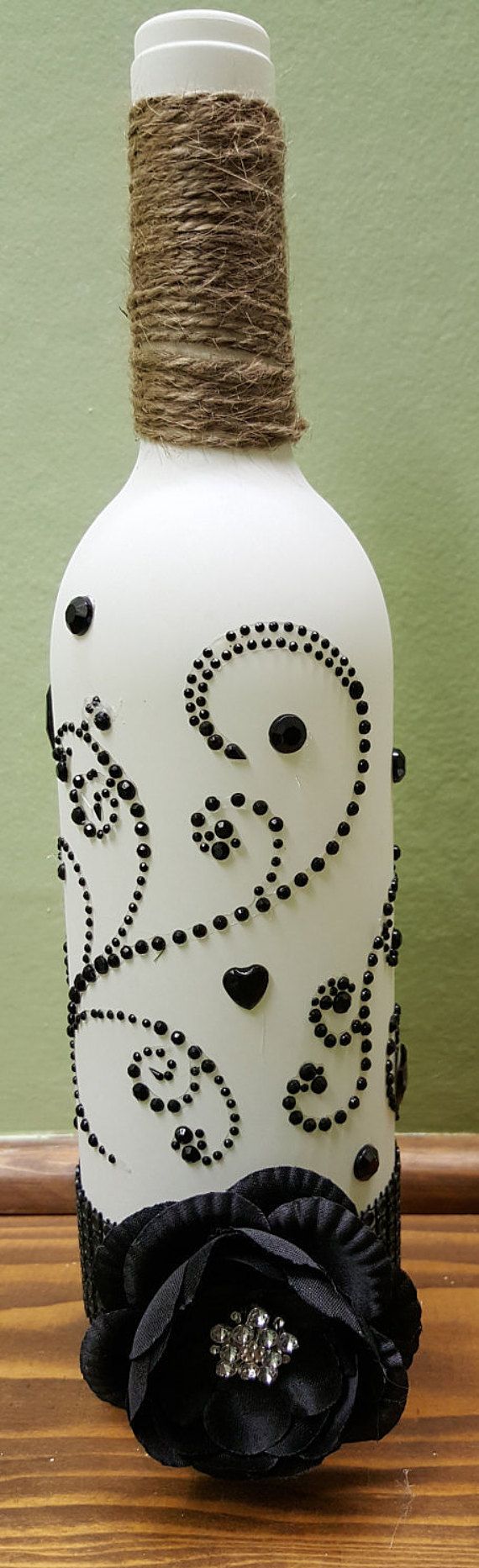White Decorated Bottle by Craftswithglassnmore on Etsy