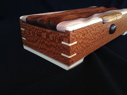 Beautiful combination of leopardwood and maple in this box