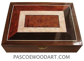 Handcrafted large wood box - Decorative wood keepsake box made of Santos rosewoo...