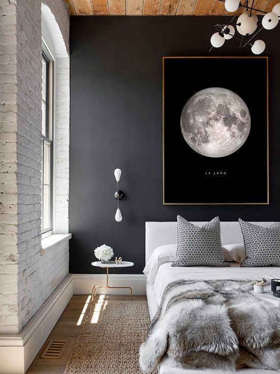 Full Moon Poster La Luna Printable Full Moon Print by printabold with a white br...