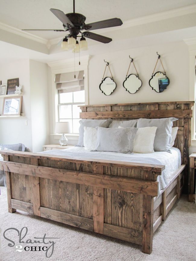 King Bed DIY by Shanty2Chic Free Woodworking Plans. These sisters just can't mak...