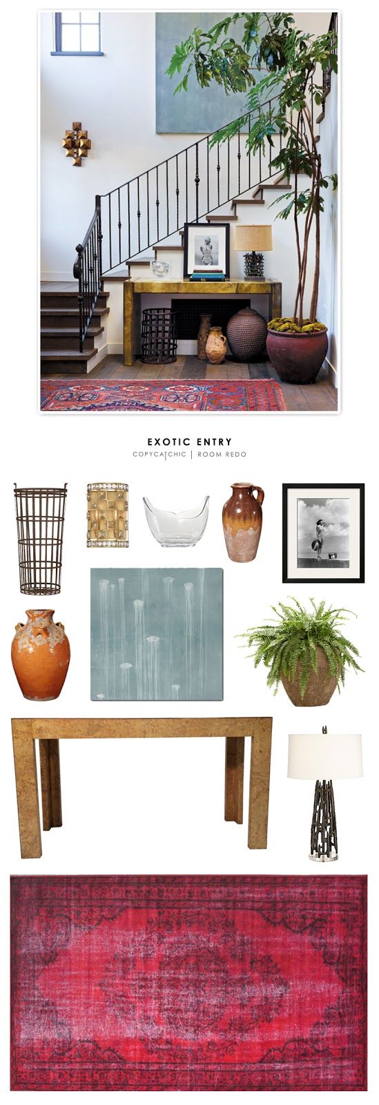 An eclectic, exotic entryway designed by Vanessa Alexander and recreated for les...