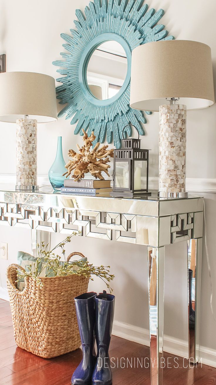 Beautiful entryway console styling