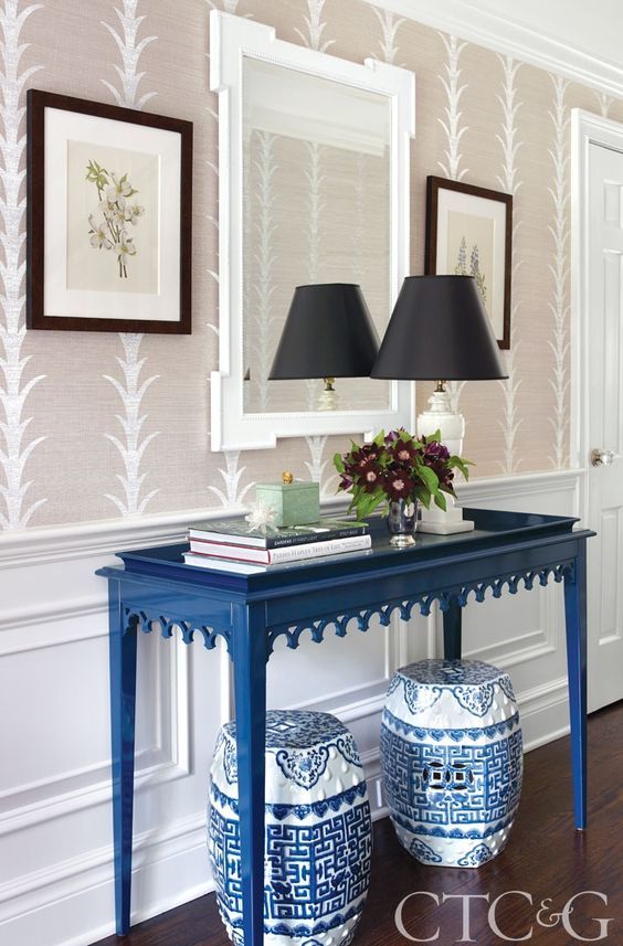 Connecticut Cottages and Gardens A console table from Oomph, Celerie Kemble acan...