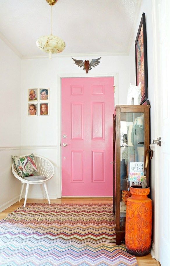 Pink door for entryway pizzaz