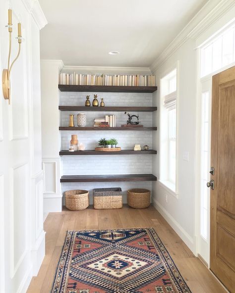 Simple entryway with shelving