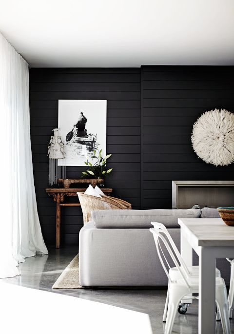 Black Shiplap Living Room: An edgier take on the trend, black shiplap is a great...