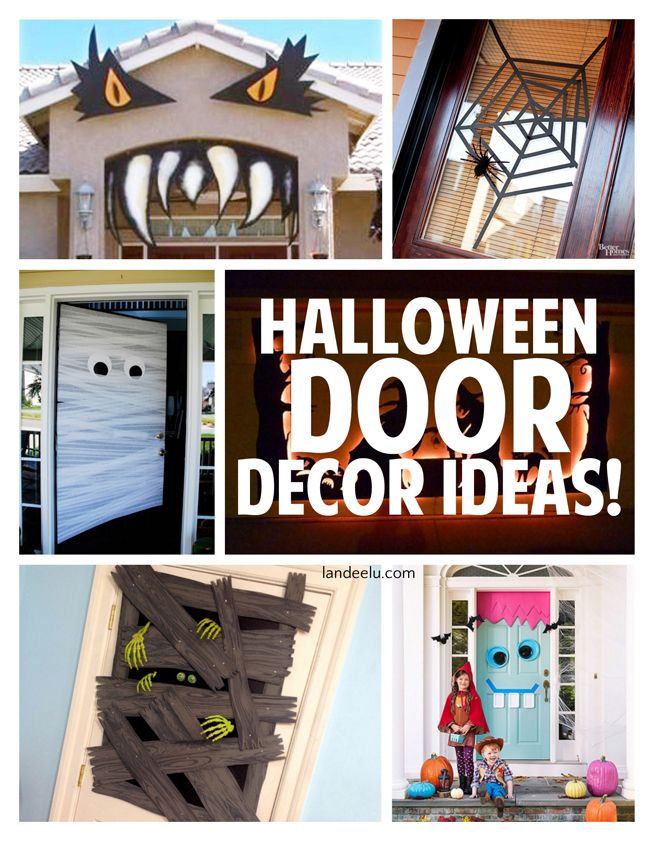 Halloween Door Decor Ideas | landeelu.com So many fun ideas and DIY tutorials to...