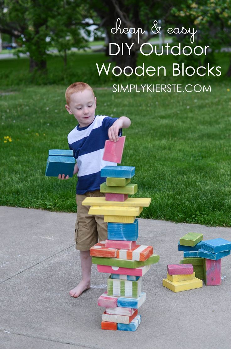 Turn scrap wood into the perfect outdoor wooden blocks for your kids to play wit...