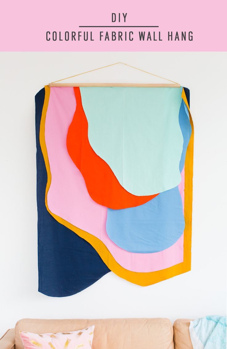 Colorful DIY Fabric Wall Hanging by top Houston lifestyle blogger Ashley Rose of...