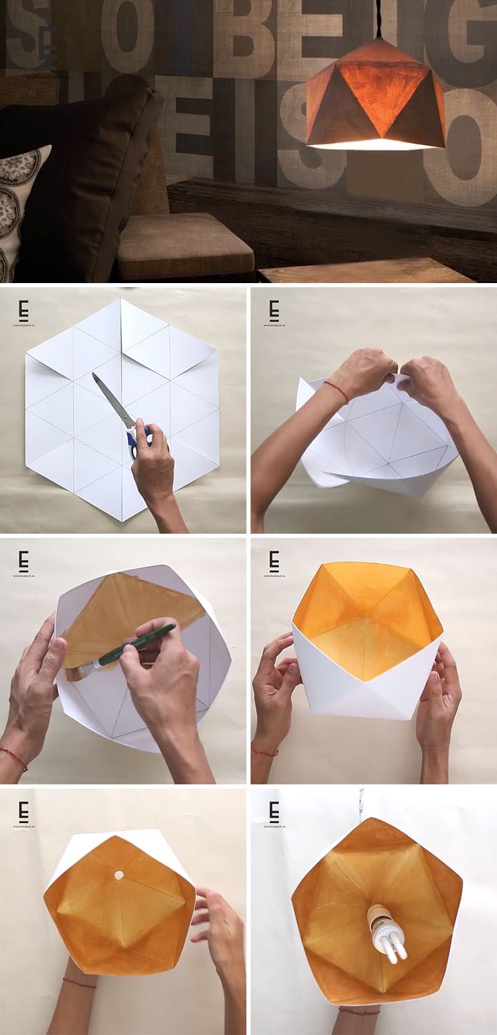 Here's an easy DIY Geometric Paper Lampshade for those who enjoy origami-ins...