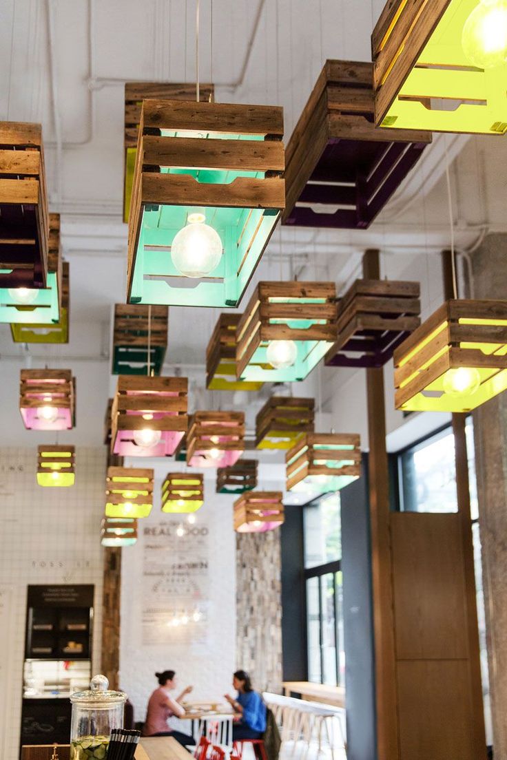 Lighting Design Idea - Wood Crates Painted On The Inside Act As Shades In This R...