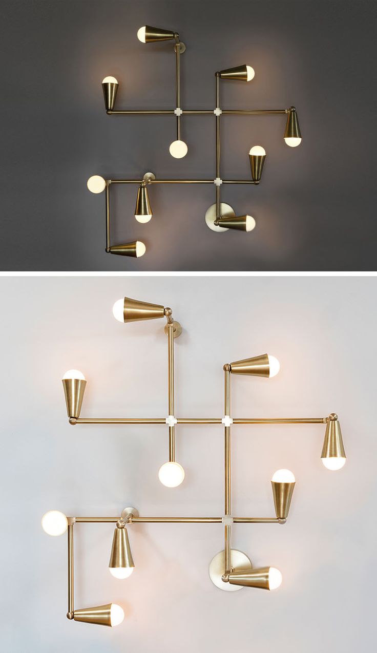 This modern brass light fixture, named Zig-Zag, can be used as a decorative wall...