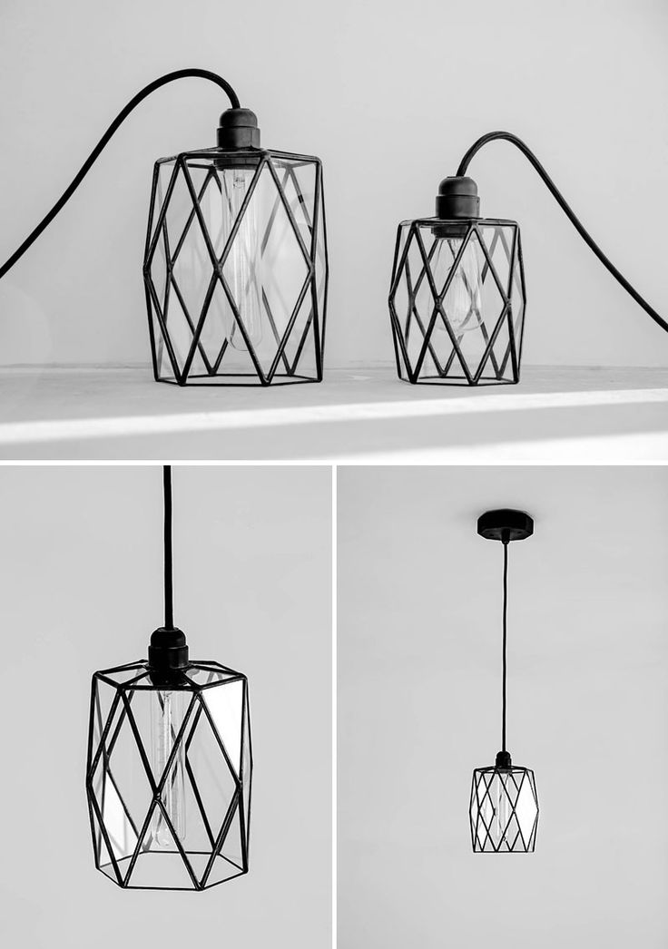 Unique in symmetry, these modern black glass pendant lights look different geome...