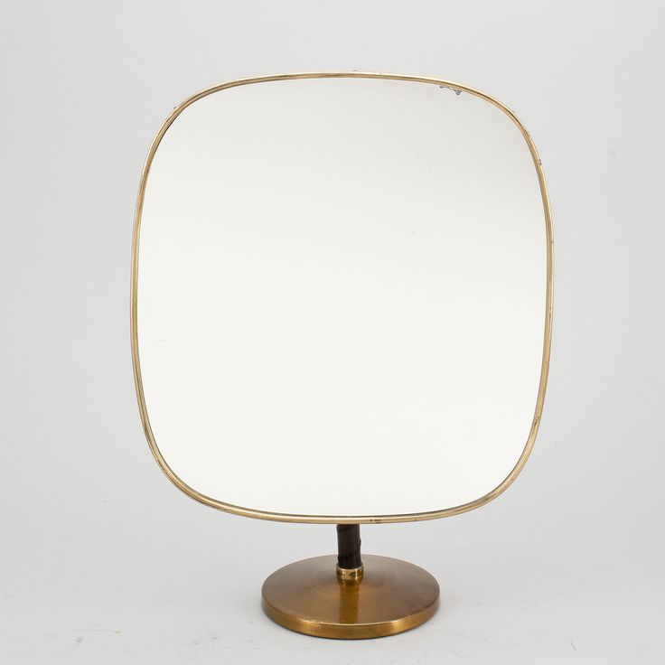 Anonymous; Brass and Glass Table Mirror, Mid-Twentieth Century.