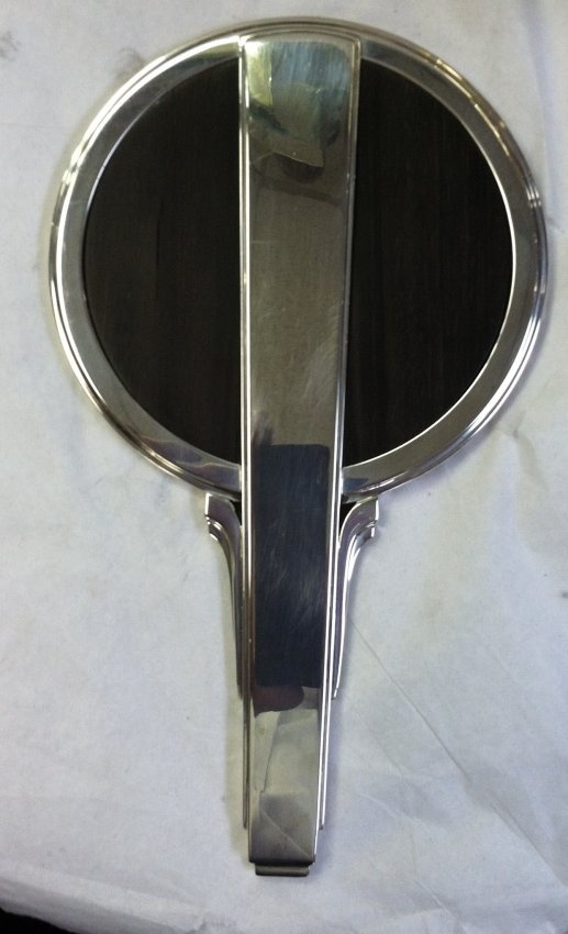 Georg Jensen Sterling and Rosewood Art Deco mirror designed by Harald Nielsen. A...