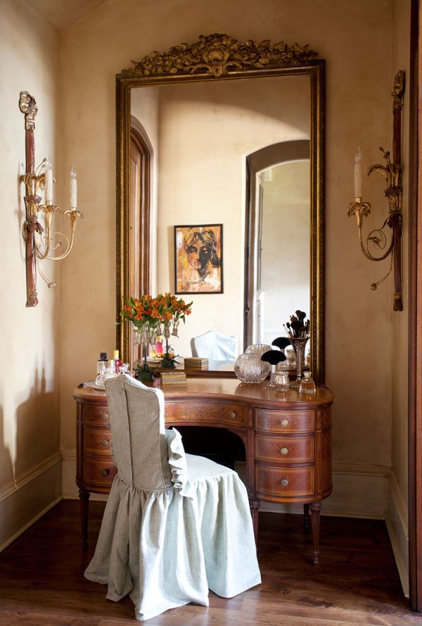 IMG_1295.jpg...What says French to me in this room?  The large gold mirror, the ...