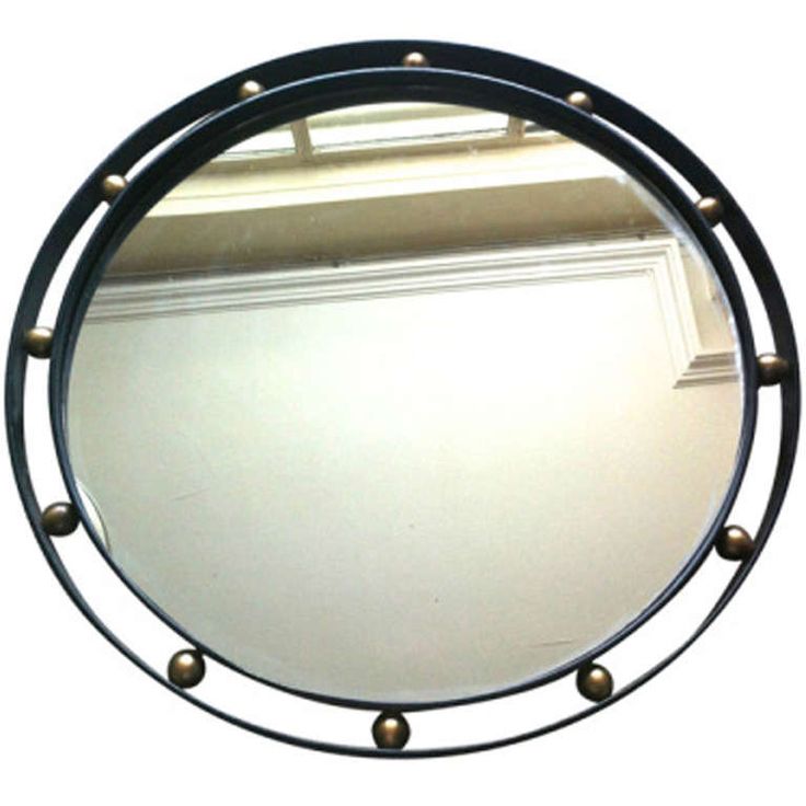 Jean Royere Rare and Documented Wrought Iron & Brass Mirror in Vintage Condition