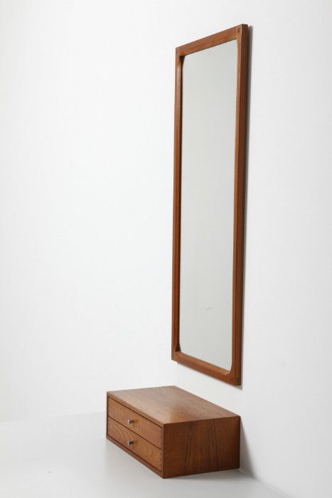 Mid Century Modern : Wall Console and Mirror designed by Aksel Kjersgaard Odder ...