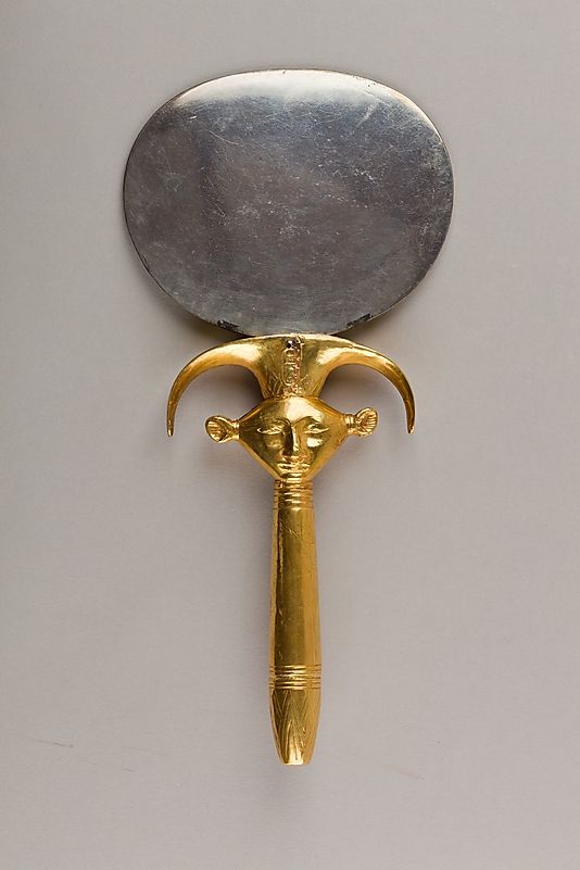 Mirror with Handle in the Form of Hathor Emblem (c. 1500 BCE). Egypt.