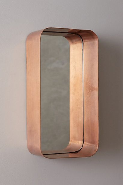 copper industrial mirror shelf