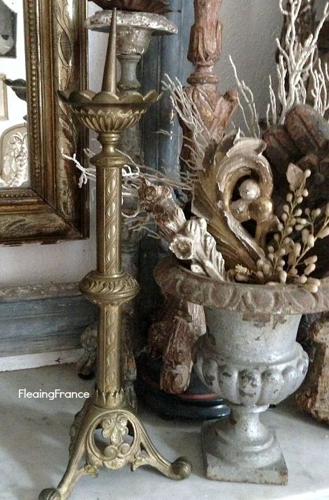 FleaingFrance.....antique church candlestick from Provence.
