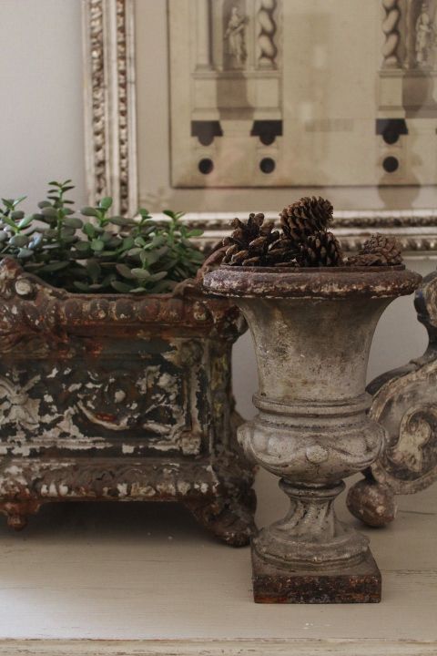 Old crusty urn and planter