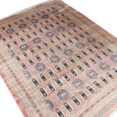 Hand Knotted Silk and Wool Bokhara Rug