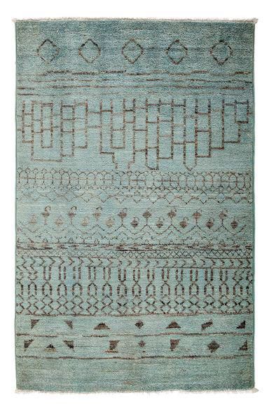 Moroccan Blue Hand-Knotted Rug - 4'1