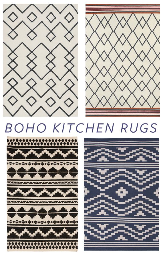 Neutral Boho Patterned Rugs for quick kitchen update