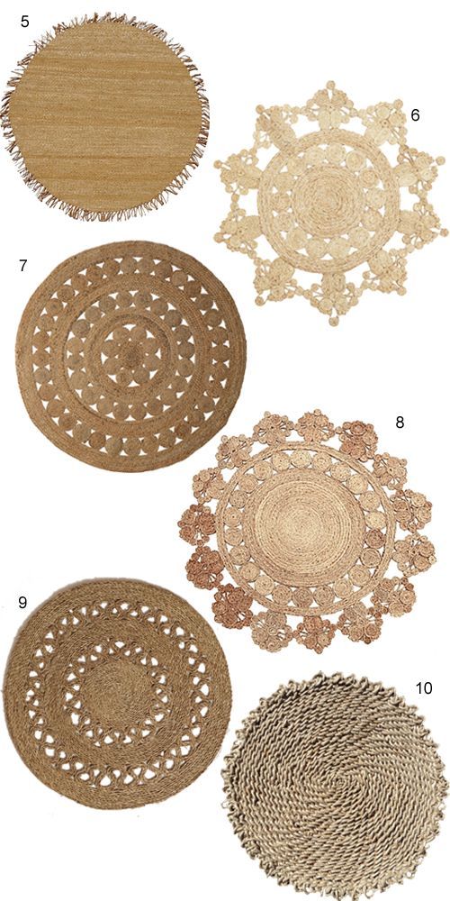 Round jute rugs have a ton of tactile appeal for adding a layer of texture in a ...
