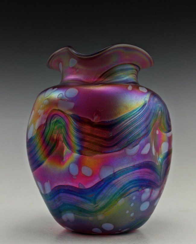 Amazing Bohemian Loetz Art Noveau Style Iridescent Vase