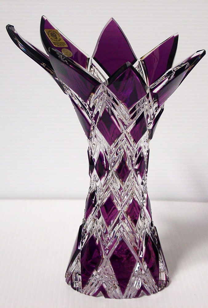 Cased violet glass Harlequin Vase from Caesar Co.