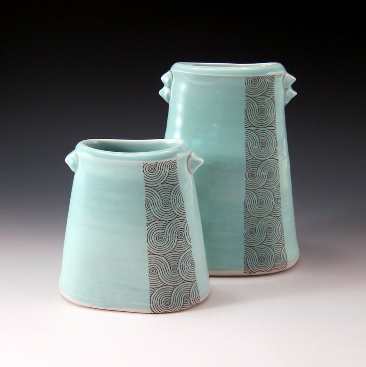 Pair of oval vases by Emily Murphy, Porcelain Pottery