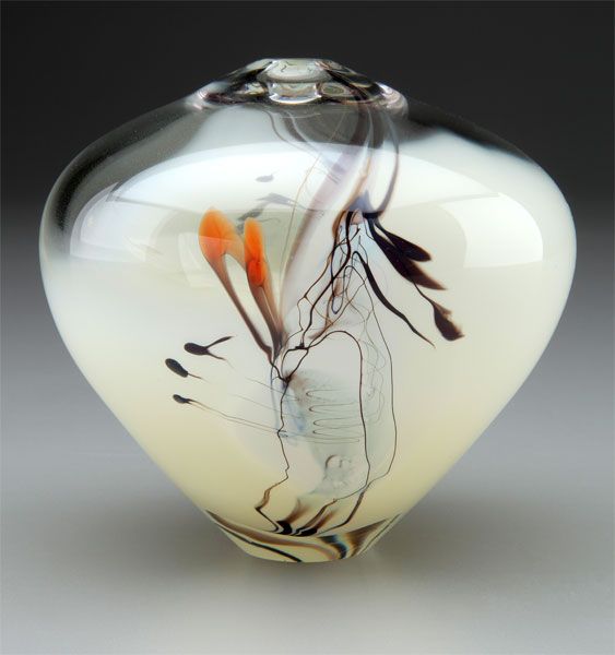 Sharon Fujimoto Hand Blown Art Glass Vase