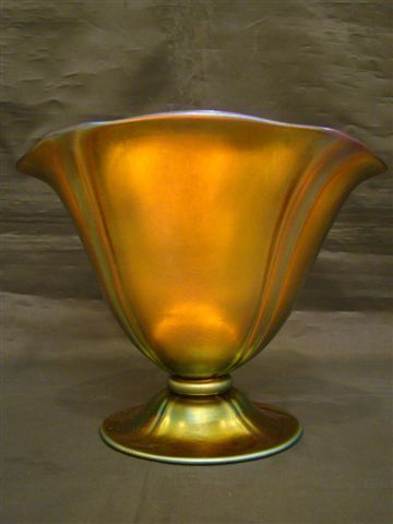 Steuben gold aurene art glass helmet vase