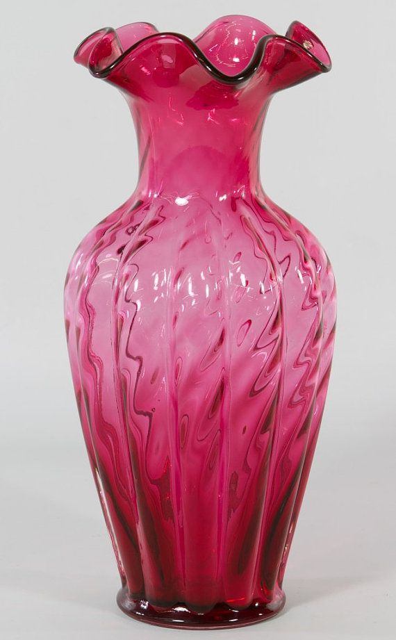 Vintage Cranberry Glass Vase by Fenton