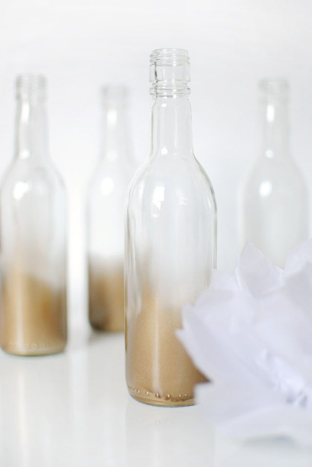 DIY Ombre Gold Glass Bottles
