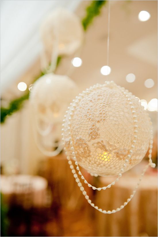 These pretty lace and pearl lights give a soft touch to your lighting decor. Per...