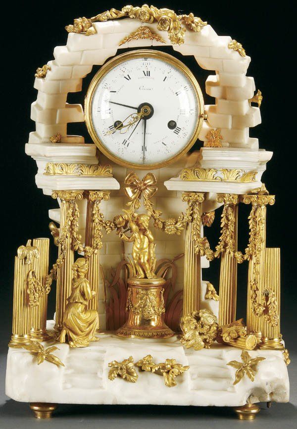 768: FRENCH LOUIS XVI SCENIC CLOCK WITH CALENDAR : Lot 768