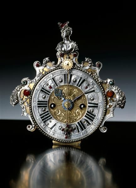 Applera - Table Clock by Johann Georg Braun (1688-1730); Augsburg, 1720; Brass, ...