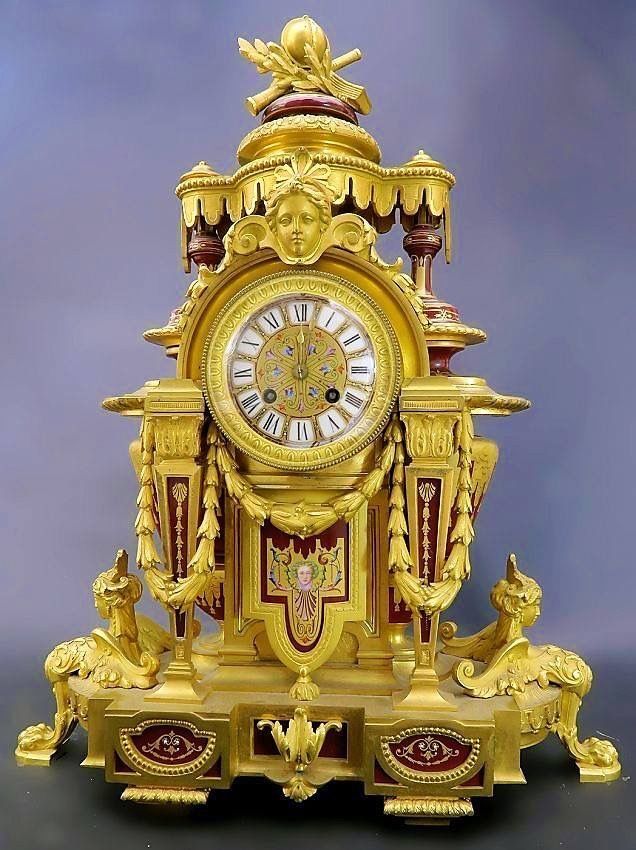 French Bronze & Sevres Porcelain Clock