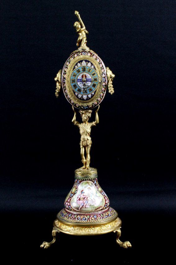 MAGNIFICENT FRENCH ENAMEL AND GILT CLOCK. #AntiqueClocks #victorian #Clocks #Ant...