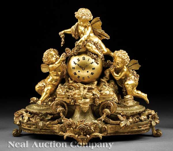 Napoleon III Gilt-Bronze Mantel Clock, mid-19th c.