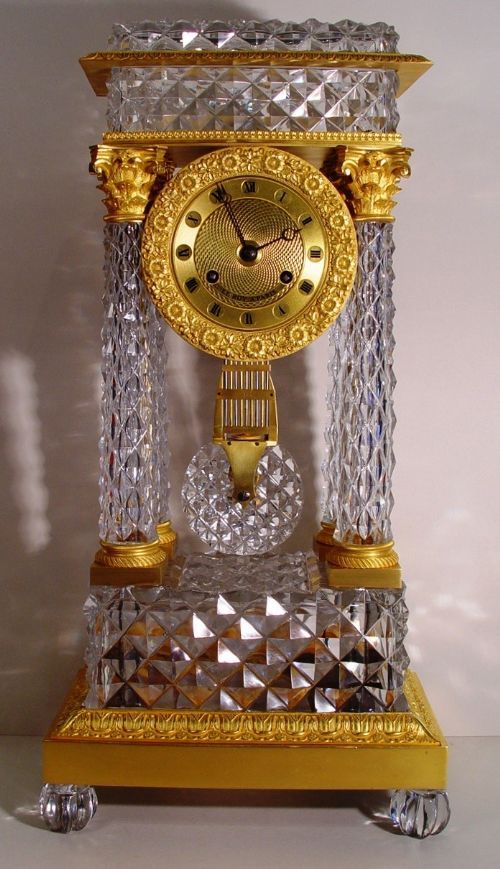 Reloj francés del clavo Primer Imperio Encimera de cristal y bronce dorado Pór...