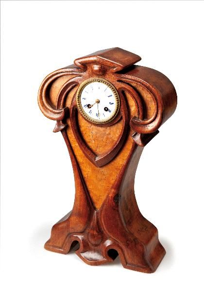 Art Nouveau Majorelle wood clock case