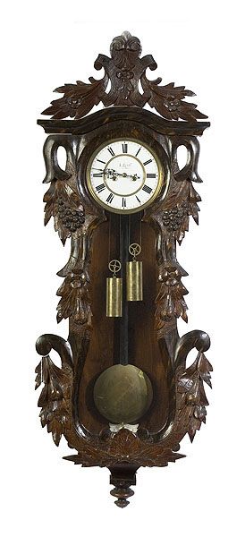 Carved Vienna regulator wall clock, at Cowan's Auctions