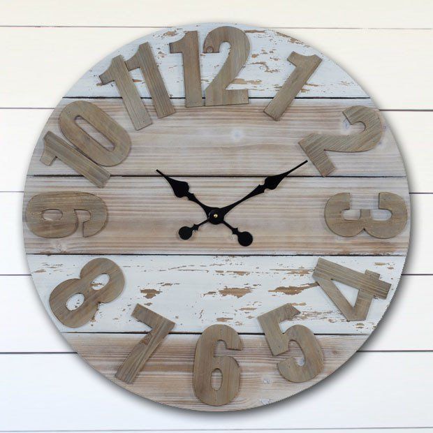 Pale Wood Plank Wall Clock